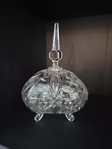 Barattolo porta caramelle natalizio vintage IMPERLUX STARLYT con piedini cristallo piombo e coperchio - Foto 1 di 18