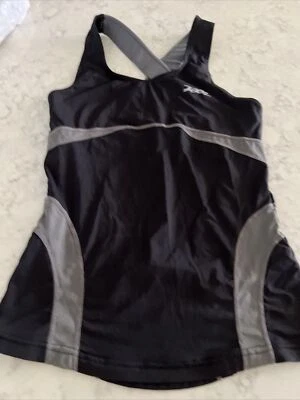 Sujetador deportivo ZOOT Camiseta sin mangas Ciclismo Correr Ropa deportiva Negro Gris Talla Pequeña Foto 1 de 4