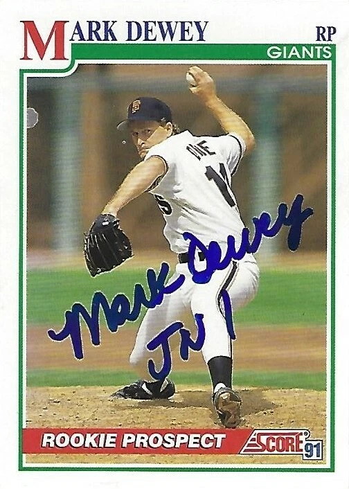 Autographed Signed 1991 Score #371 Mark Dewey San Francisco Giants Tough Signer - Image 1 of 1