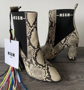 MSGM LEDER STIEFELETTEN IN SCHLANGENOPTIK UK 4 EU 37 EINZELHANDEL 353 £ HERGESTELLT IN ITALIEN - Bild 1 von 8