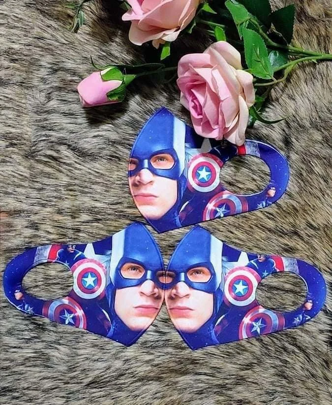2 Pcs Captain America Washable Face Masks - Image 1 of 1