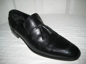 SALVATORE FERRAGAMO Black Leather Tassel Loafer Men Dress Shoes Size 9 D. - Picture 1 of 10