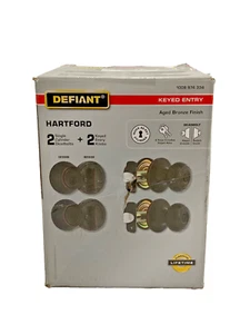 Defiant Hartford Door Knob & Deadbolt Keyed Lock Set Aged Bronze 2-Pack - Picture 1 of 9