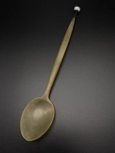 19th Century Large Scottish Horn Spoon Silver Agate Ball Terminal Large - Picture 1 of 5