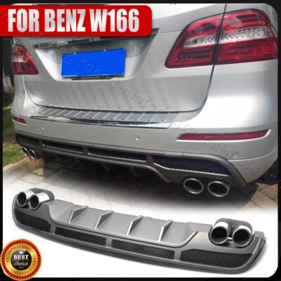 Labio difusor parachoques trasero con puntas de escape para Mercedes Benz W166 ML350 ML400 11-15 Foto 1 de 4