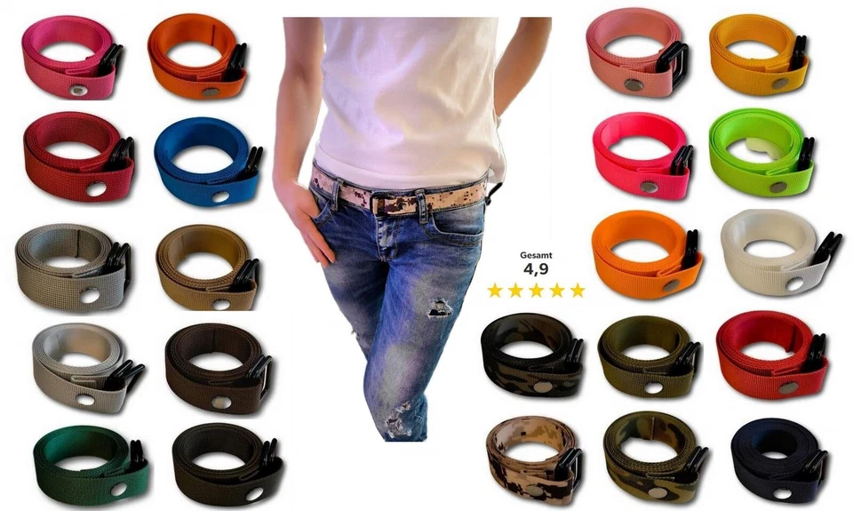 Jeansgürtel Premium Stoffgürtel Unisex Doppel Rechteckig  3 Variante Modern - Bild 1 von 4