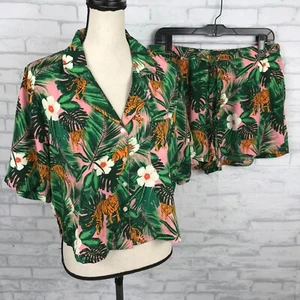 Cynthia Rowley PJ Set Size L Floral Tropical Short Sleeve Button Down Shorts - Picture 1 of 11