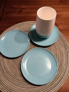 Vintage Lot 3 Melmac Color Saucer Plates By Branchell 1 white aqua holder - Picture 1 of 9