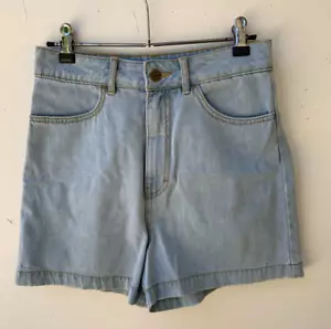 AFENDS Hemp Revolution Womens Organic Cotton High Waist Blue Shorts Size 8 NWT - Picture 1 of 13