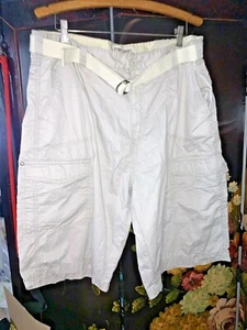 NWOT PAPER DENIM & CLOTH BeIge Cargo Cotton Shorts With Belt Size 40 - Picture 1 of 12