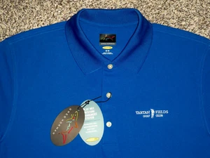 NWT Men's GREG NORMAN Play-Dry Polo M ROYAL BLUE w/Shark & TARTEN FIELDS Golf - Picture 1 of 4