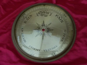 10 inch BANJO BAROMETER GLASS, BRASS RIM, DIAL,AND HANDS - Picture 1 of 5