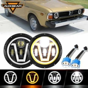 Pair 7" INCH LED Headlight Hi-Lo DRL Turn Signal Lamp for Subaru DL 1975-81 - Picture 1 of 12