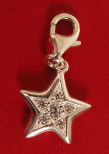 VINTAGE STERLING SILVER BEAUTIFUL KIRKS FOLLY RHINESTONE STAR PENDANT CHARM RARE - Picture 1 of 2
