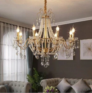 French Crystal Pearl Chandelier Indoor Lighting Medieval Vintage Hanging Light - Picture 1 of 10