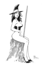 Sexy Witch  pin up original  art  by Paradis