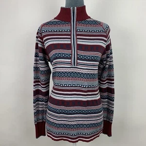 Suéter a rayas Eddie Bauer para mujer mediano cuarto cremallera cuello falso - Imagen 1 de 7