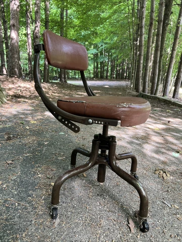 Vtg DoMore Industrial Swivel,  Adjustable Height,  Back, Desk  Chair, Patina Cover