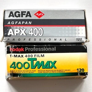 Unopened AGFA Agfapan APX 400 Film 120 Kodak Tmax Black & White 2 ROLLS expired - Picture 1 of 3