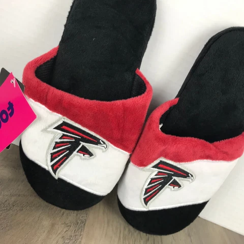 FOCO NFL Atlanta Falcons Football Slippers Kids Large 5-6 ~ Slip On Grip Bottom Cover
