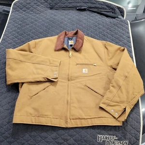 Y2K Carhartt Detroit Jacket Blanket Lined J001 BRN USA Made Men's 2XL Excellent - Picture 1 of 17
