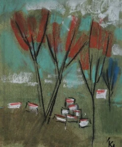 Krasimir Doichev ( 1961- ) Pastel painting landscape signed - Picture 1 of 8
