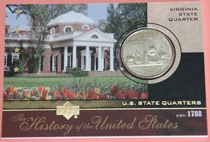 2004 UPPER DECK SQ10 THE HISTORY OF THE UNITED STATES VIRGINIA STATE QUARTER - Picture 1 of 2