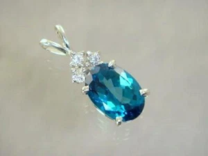 Colgante de plata esterlina 925, topacio paraiba, SP043 - Imagen 1 de 7