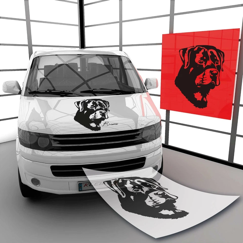 Hunde Autoaufkleber Rottweiler mit Wunschname von Klebe-X.de | A00641 - Bild 1 von 1