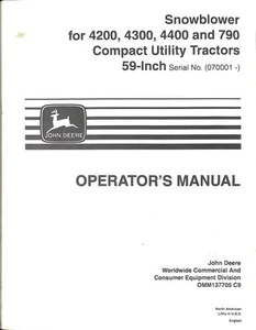 Manual de operador del soplador de nieve John Deere para tractores 4200, 4300, 4400, 790 - Imagen 1 de 2
