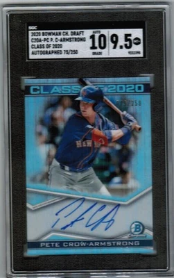 PETE CROW-ARMSTRONG 2020 BOWMAN CHROME DRAFT CLASS OF AUTO RC #250 SGC 9.5 CUBS - Image 1 of 2