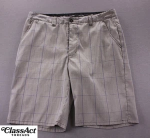 Travis Mathew Shorts Mens Grey Plaid Flat Front Stretch Golf Walking Chino 34" W - Picture 1 of 8