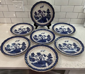 Set di 7 piatti vintage Real Old Willow Blue di BOOTHS come nuovi IMPECCABILI - Foto 1 di 4