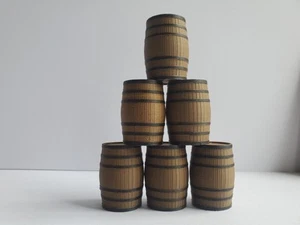 6 Whiskey Barrels for 1/24 1/25 Railroad Garage Whisky Shop Display Miniature - Picture 1 of 13