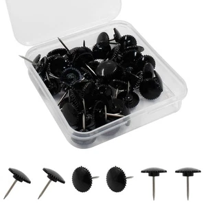 50 Pcs Black Push Pins, Plastic Thumb Tacks for Wall Hanging, Flat Head and S... - Picture 1 of 5