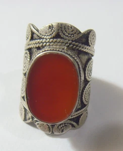 antiker turkmenischer Stammesring hoher Silber großer Karneol Gr. 7 Zentralasien 52267 - Bild 1 von 11