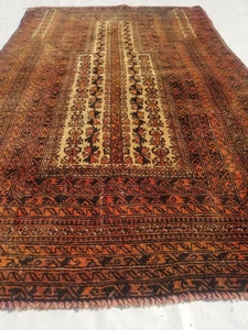 Authentischer handgeknüpfter afghanischer Balouch Wollteppich abgenutzt 136 x 86 cm - Bild 1 von 12