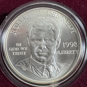 1998 Kennedy Collectors Set 2 Coin Set RFK $1 JFK Half Dollar Matte Finish - Picture 1 of 9