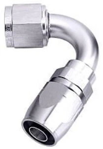 Aeroflow AF504-08S Alloy 120 Deg Hose End -8AN Silver Cuter Style Full Swivel - Picture 1 of 4