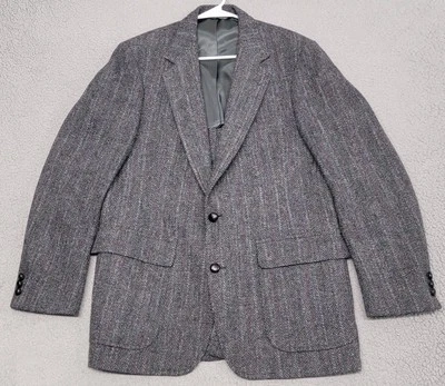 Blazer Harris Tweed Para Hombres 42L Gris Moteado Espiga Pura Lana Escocesa EE. UU. Foto 1 de 4