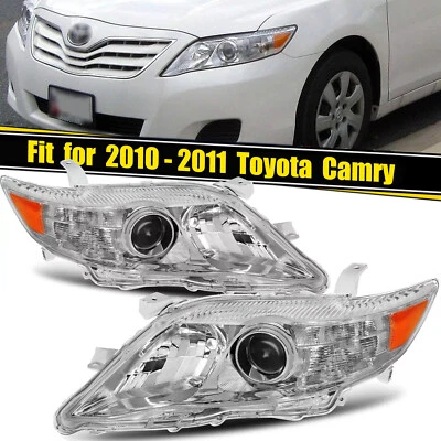 Pair Headlights Reflector For 2010-2011 Toyota Camry Sedan 4-Door Chrome Clear - Image 1 of 4
