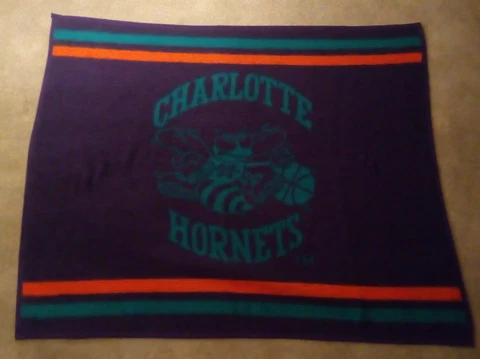 Vintage Charlotte Hornets Fleece Throw Blanket Basketball 58x48 NBA USA 1990s Cover