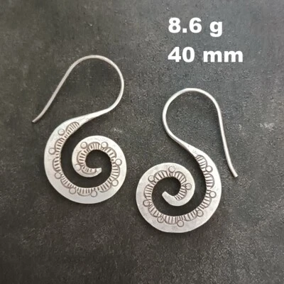 FINE SILVER EARRINGS VINTAGE CRAFT DANGLE ARTISAN 8g Squid tentacles #E052 - Image 1 of 4