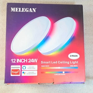 2Pcs RGB Smart LED Ceiling Light Super Slim Flush Mount Works with Alexa, Google - Picture 1 of 3