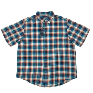 Roundtree Yorke Size XL Blue Multi Color Plaid Linen Blend Short Sleeve Shirt - Picture 1 of 7