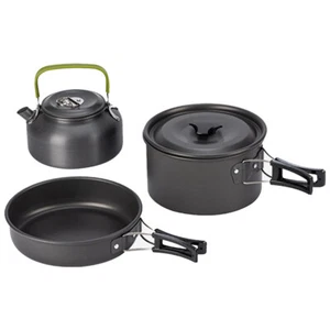 3PCS Camping Cookware Set 2-3 Person Outdoor Pot Tableware Kit for Hiking Picnic - Picture 1 of 9