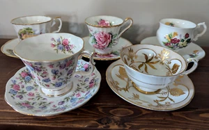 LOT OF 5 VINTAGE TEA CUPS/SAUCERS - All are MATCHED - Very Collectible - Picture 1 of 15