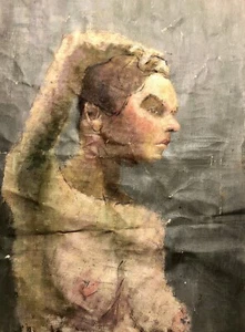 Antiguo Original Sin Acabar Pintura al Óleo Desnudo Impresionista Esbozo de la Escuela de Boston - Imagen 1 de 7