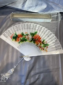 Vintage Hawaii Celluloid Souvenir Hand Folding Fan, Beautiful In Original Box - Picture 1 of 6