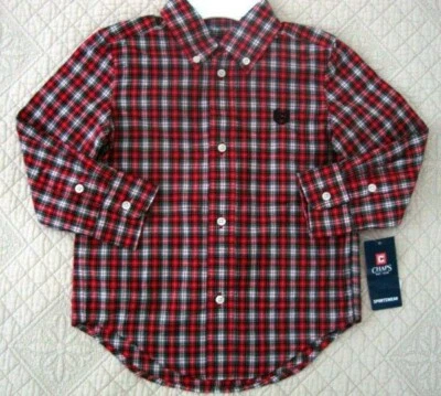 Camisa Chaps roja a cuadros manga larga abotonada 12 meses Foto 1 de 3